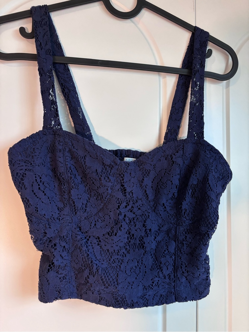 Charlotte Russe Navy Lace Bandeau Crop Top